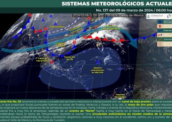 Frente frío 39 ocasionará lluvias puntuales fuertes en Puebla, Veracruz y Oaxaca