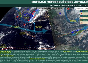 Frente frío 48 y una línea seca ocasionarán fuertes rachas de viento con posibles torbellinos en el noreste de México