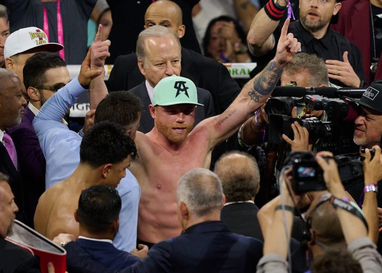 Saul -Canelo- Alvarez winner during the Fight for the undisputed super middleweight championship against  Jaime Munguia , at T-Mobile Arena on May 4, 2024, in Las Vegas, Nevada, United States.