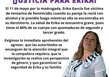 Exigen justicia por Erika, mujer quemada por su pareja en Aguascalientes