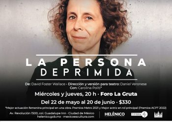 Carolina Politi protagoniza el monólogo: La persona deprimida, en el Foro La Gruta del Helénico