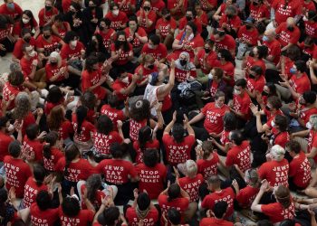 Propalestinos protestan en el Congreso de EU contra la visita de Netanyahu