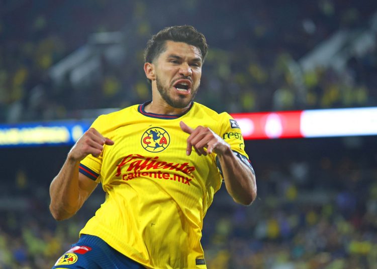 Henry Martin celebrates his goal 2-1 of America  during the match between America and Atlas as part of Round of 32 of the 2024 Leagues Cup at Snapdragon Stadium on August 09, 2024 in San Diego, California, United States.