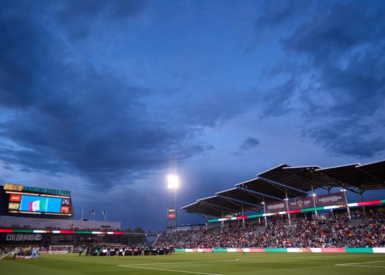 Protocolo during the match between Toluca and Colorado Rapids as part of Round of 16 of the 2024 Leagues Cup at Dicks Sporting Goods Park Stadium on August 13, 2024 in Denver, Colorado, United States.