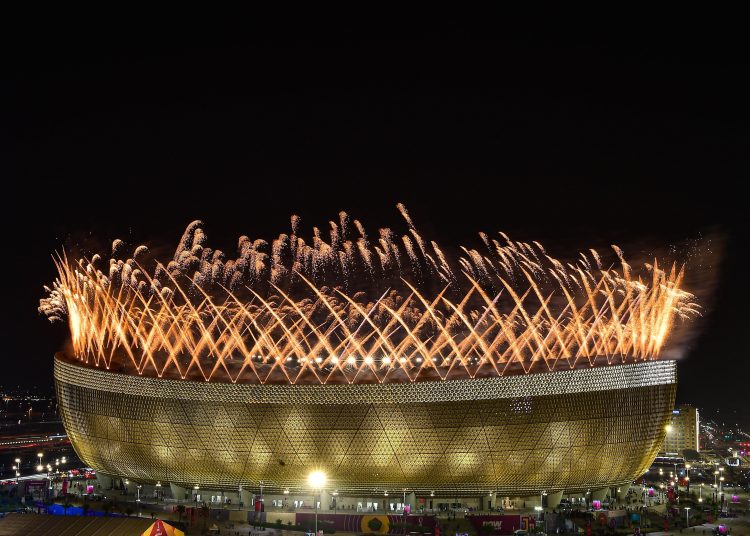 Fireworks during the game Argentina vs France, corresponding to the great final of the FIFA World Cup Qatar 2022, at Lusail Stadium, Lusail, Doha, on December 18, 2022.



Pirotecnia durante el partido Argentina vs Francia, correspondiente a la gran final de la Copa Mundial de la FIFA Catar 2022, en el Estadio Lusail, Lusail, Doha, el 18 de Diciembre de 2022