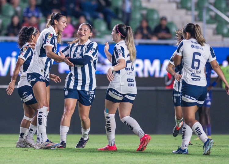 Christina Burkenroad celebrates her goal 0-7 of Mazatlan during the Liga BBVA MX Femenil, Torneo Clausura 2025 Round 1st match between Mazatlan FC and Monterrey, at El Encanto Stadium, on January 05, 2025 in Mazatlan, Sinaloa, Mexico.