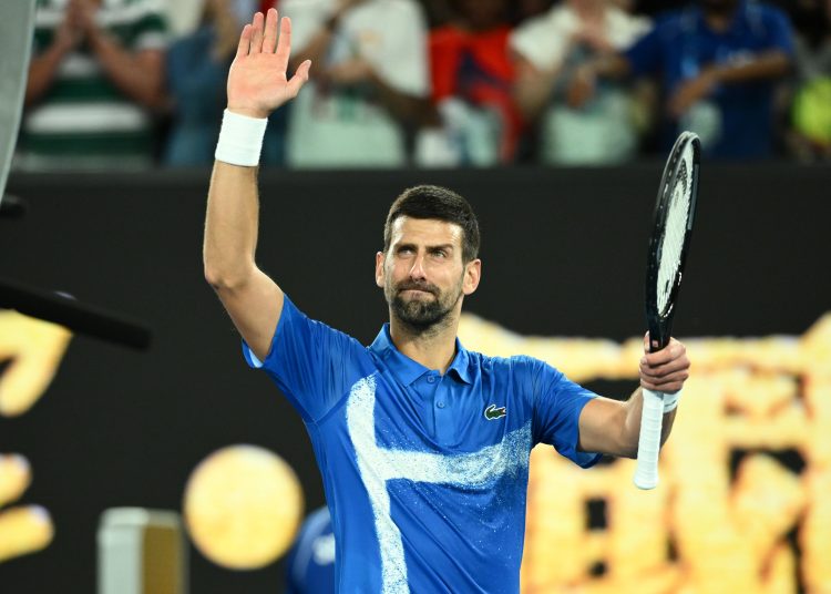 Melbourne (Australia), 13/01/2025.- Novak Djokovic of Serbia celebrates following his round 1 win over Nishesh Basavareddy of USA at the 2025 Australian Open in Melbourne, Australia, 13 January 2025. (Tenis) EFE/EPA/JOEL CARRETT AUSTRALIA AND NEW ZEALAND OUT