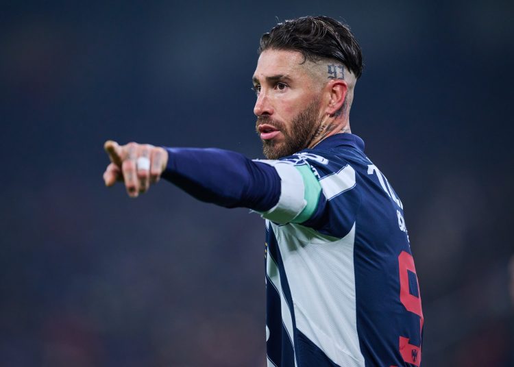 Sergio Ramos of Monterrey during the 8th round match between Monterrey and Atletico de San Luis as part of the Liga BBVA MX, Torneo Clausura 2025 at BBVA Bancomer Stadium, on February 22, 2025 in Monterrey, Nuevo Leon, Mexico.