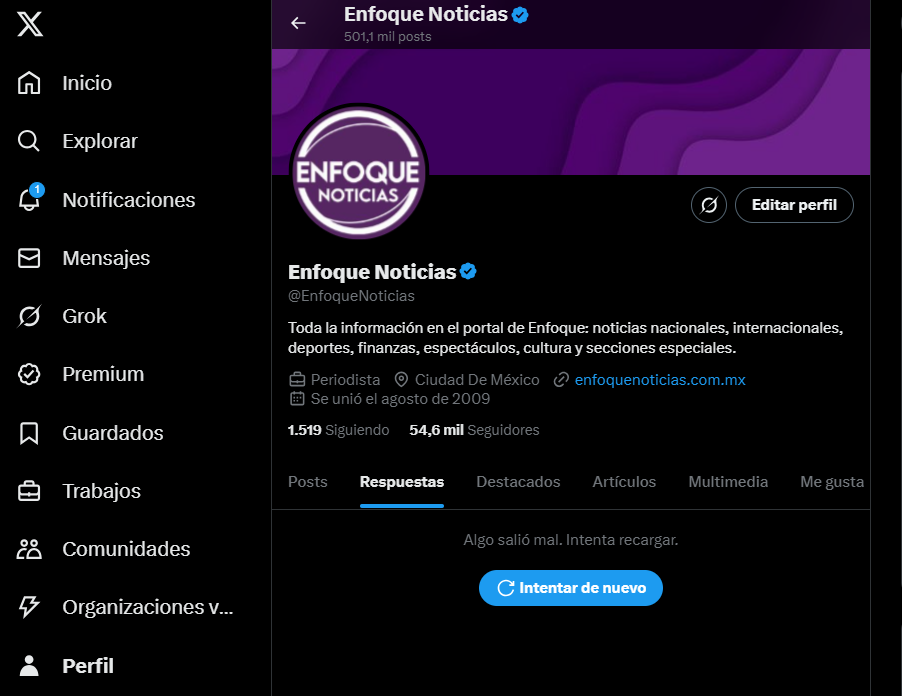 La red social X sufre caída a nivel mundial 