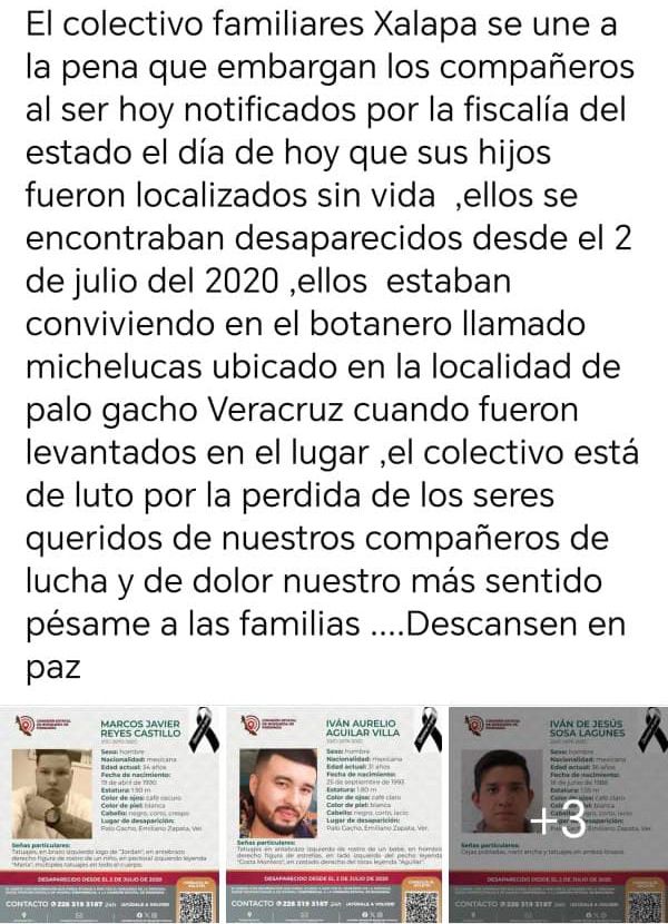 Localizan cuerpos de jóvenes desaparecidos en 2020