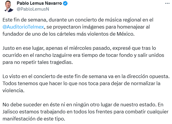 Abren investigación por apología del delito en concierto de Jalisco