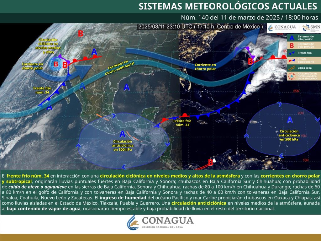 Mapa de las temperaturas en México 