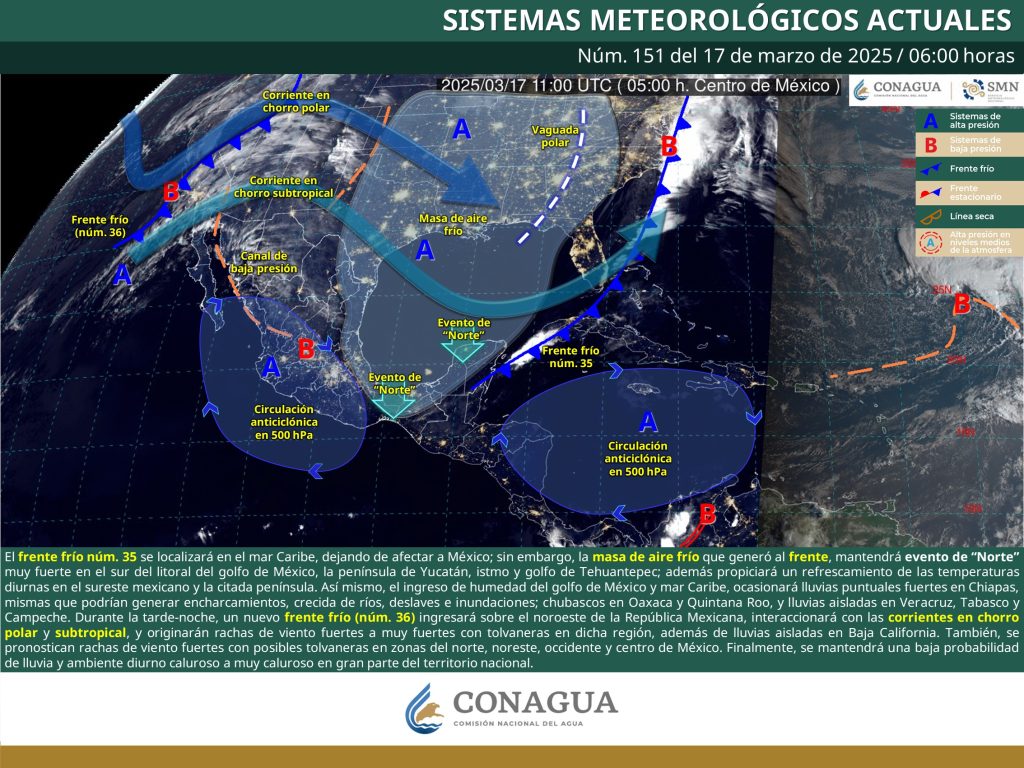 mapa donde se observa ola de calor en la República Mexicana