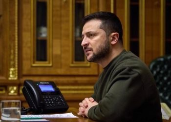 Volodímir Zelenski durante un mensaje televisado desde Kiev.
