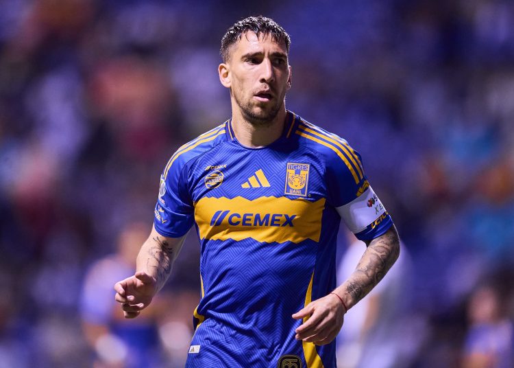 Fernando Gorriaran of Tigres during the 14th round match between Puebla and Tigres UANL as part of the Liga BBVA MX, Torneo Clausura 2025 at Cuauhtemoc Stadium, on April 04, 2025 in Puebla, Puebla, Mexico.