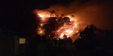 Incendio forestal en Tepoztlán obliga a desalojar familias