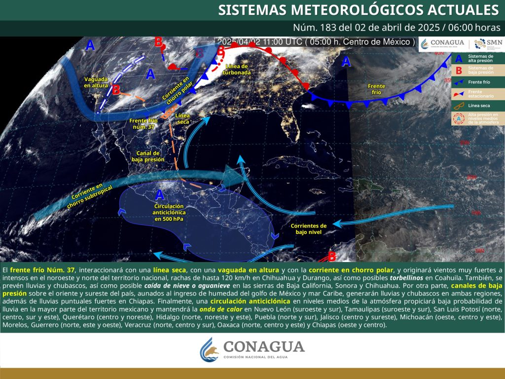 SMN prevé lluvias en el norte del país