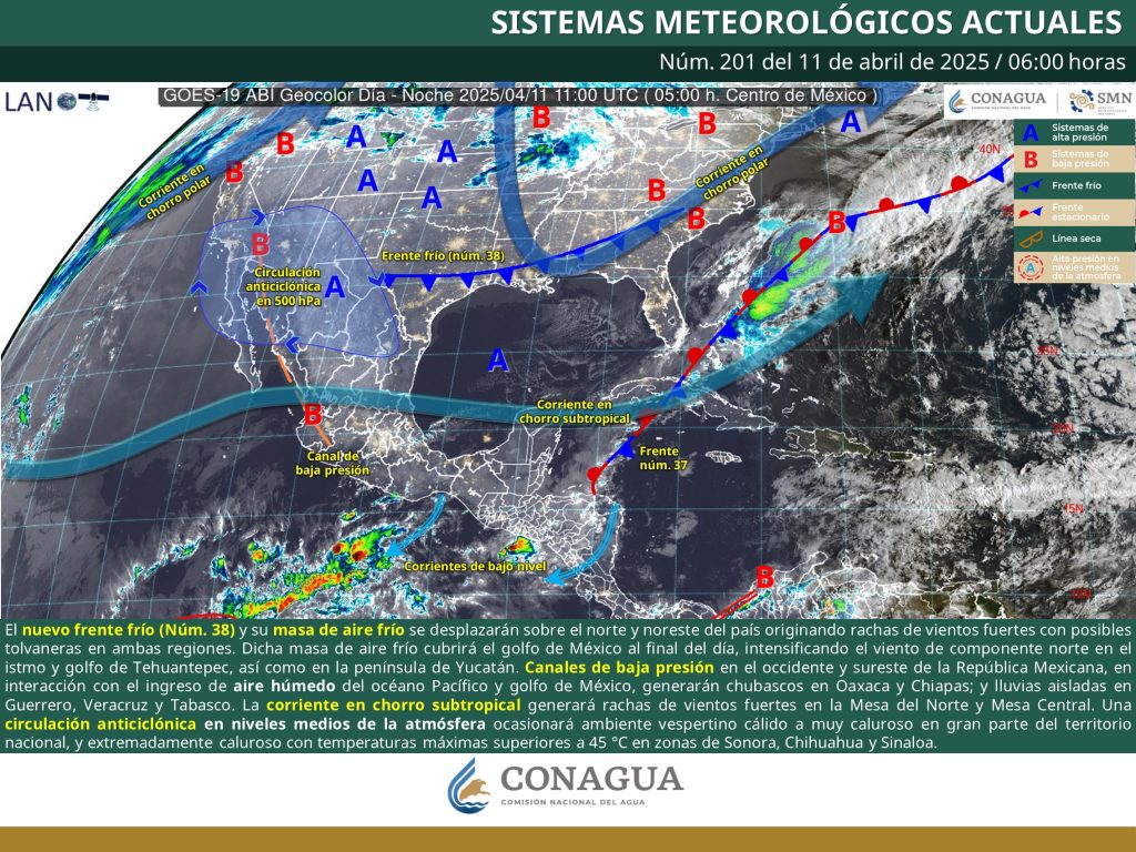 Frente frío provocará bajas temperaturas