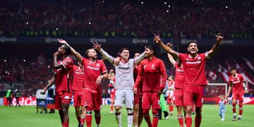 during the Semi-Final second leg match between Toluca and Tigres UANL as part of the Liga BBVA MX, Torneo Clausura 2025 at Nemesio Diez Stadium on May 17, 2025 in Toluca, Estado de Mexico, Mexico.