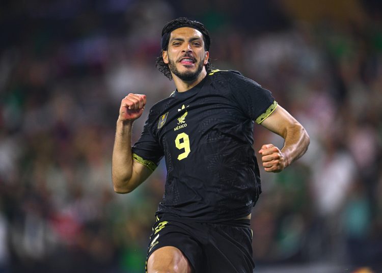 Raul Jimenez celebrates his goal 2-0 of Mexico during the match Mexico National (Mexico) and Dominican Republic as part to 2025 Concacaf Gold Cup Group A, at SoFi Stadium, on June 14, 2025 on Inglewood, Los Angeles California, United States.