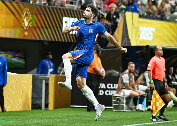 Pedro Neto celebrates his goal 1-0 of Chelsea during the match between Chelsea FC and Los Angeles FC as part of Group D to 2025 FIFA Club World Cup, at Mercedes Benz Stadium on June 16, 2025 in Atlanta, Georgia, United States.