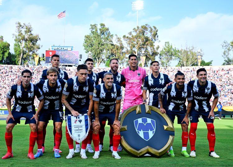 Monterrey team group during the FIFA Club World Cup 2025 Group - E match between CA River Plate and CF Monterrey at Rose Bowl Stadium on June 21, 2025 in Pasadena, California, United States.