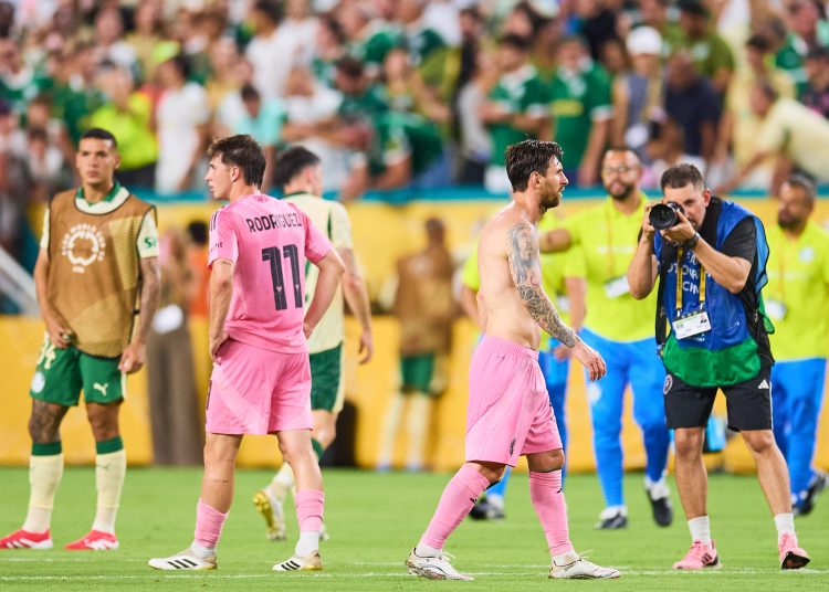 Lionel Messi of Inter Miami during the FIFA Club World Cup 2025 Group - A match between Inter Miami and Palmeiras at Hard Rock Stadium on June 23, 2025 in Miami, Florida United States.