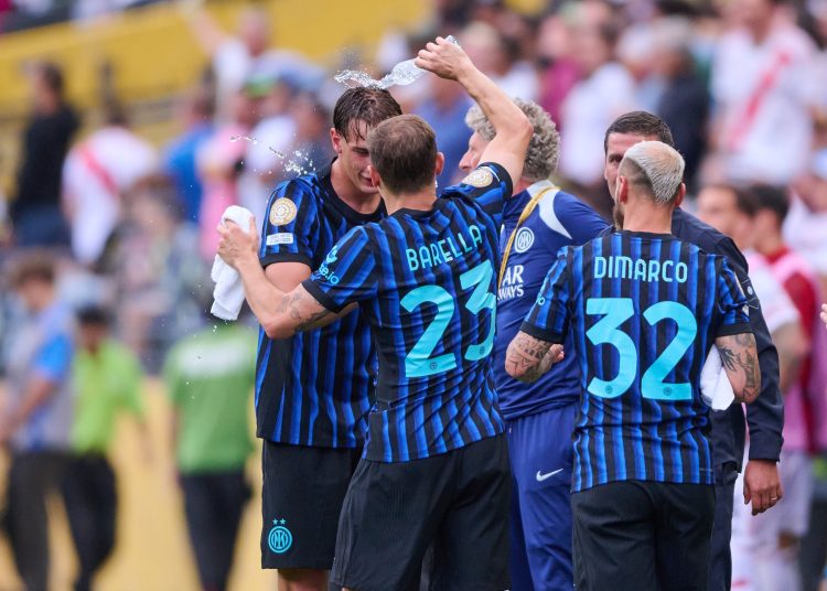 Francesco Esposito celebrates his goal 1-0 of Inter Milan during the FIFA Club World Cup 2025 Group - E match between Internazionale Milano and CA River Plate at Lumen Field Stadium on June 25, 2025 in Seattle, Washington, United States.