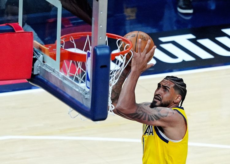 INDIANAPOLIS (United States), 11/06/2025.- Indiana Pacers forward Obi Toppin takes a shot during the first half of game three of the NBA finals between the Oklahoma City Thunder and the Indiana Pacers at the Gainbridge Fieldhouse in Indianapolis, Indiana, USA, 11 June 2025. (Baloncesto) EFE/EPA/BRIAN SPURLOCK SHUTTERSTOCK OUT
