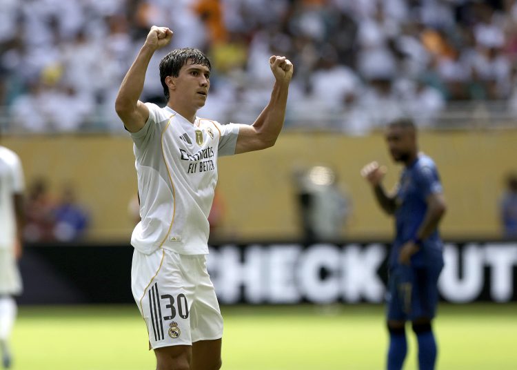 EVE6411. MIAMI (ESTADOS UNIDOS), 18/06/2025.- Gonzalo García de Real Madrid celebra un gol ante el Al Hilal este miércoles, en un partido del Mundial de Clubes entre el Real Madrid y Al Hilal en el estadio Hard Rock de Miami (EE.UU.). EFE/Andre Coelho