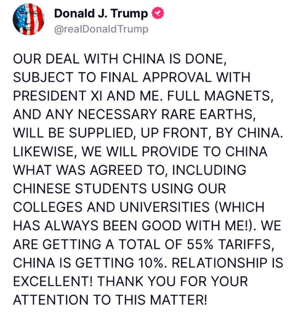 Trump confirma acuerdo comercial con China