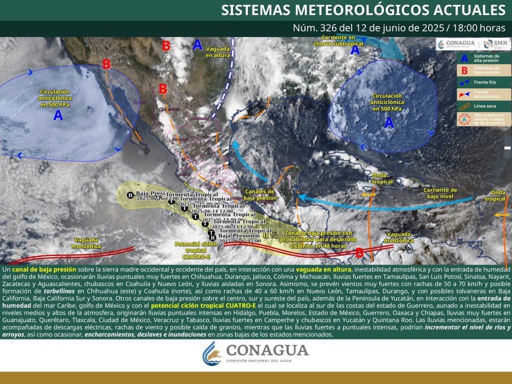 El ciclón CUATRO-E dejará lluvias en el país