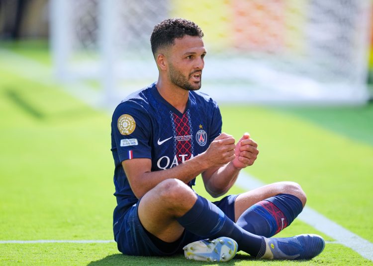 during the FIFA Club World Cup 2025 Semi Finals match between Paris Saint-Germain and Real Madrid C.F. at MetLife Stadium on July 09, 2025 in East Rutherford, New Jersey, United States..