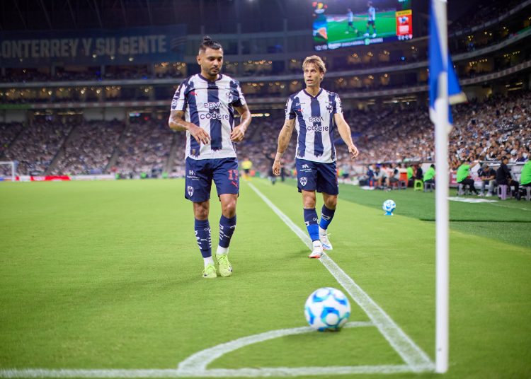 during the 6th round match between Monterrey and Necaxa as part of the Liga BBVA MX, Torneo Apertura 2025 at BBVA Bancomer Stadium, on August 23, 2025 in Monterrey, Nuevo Leon, Mexico.