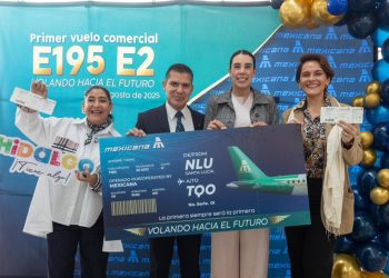 Fue inaugurado el primer vuelo de la aeronave EMBRAER E-195 desde el AIFA hacia Tulum