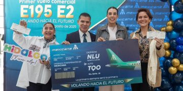 Fue inaugurado el primer vuelo de la aeronave EMBRAER E-195 desde el AIFA hacia Tulum