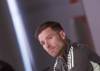 El entrenador del Real Madrid, Xabi Alonso, durante la rueda de prensa posterior