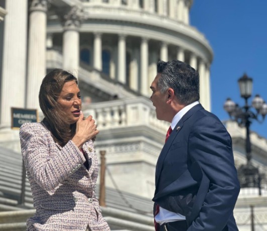 El dirigente nacional del PRI, Alejandro Moreno, durante su gira de trabajo en Washington