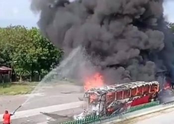 Terror en autopista Córdoba – Veracruz, se incendia autobús de pasajeros