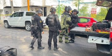 Zona acordonada por autoridades tras hallazgo de granada en Morelia