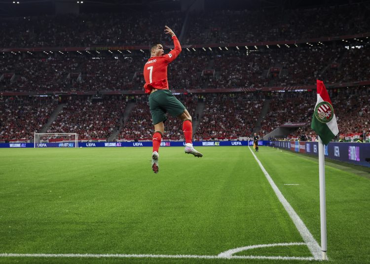 Portugal's Cristiano Ronaldo celebrates after scoring the 1-2 goal during the