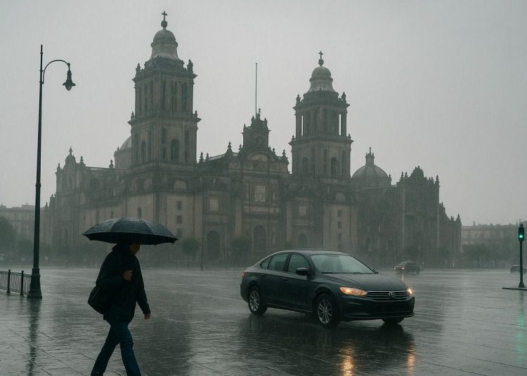Calles anegadas en Oaxaca tras lluvias intensas.