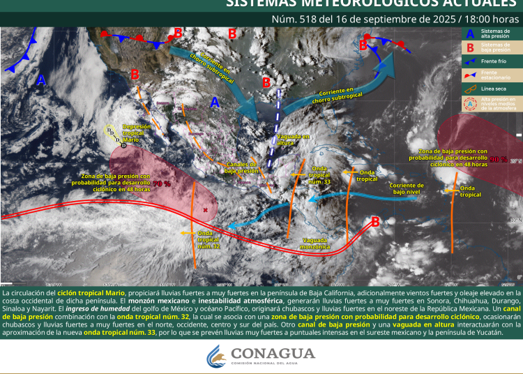 Ambiente lluvioso en Oaxaca y Guerrero por vaguada monzónica