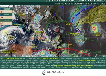 Mapa de lluvias intensas en Veracruz, Oaxaca y Chiapas