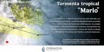 Tormenta tropical Mario se forma frente a Guerrero y Michoacán; prevén lluvias intensas