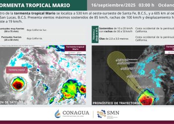 Tormenta tropical Mario frente a las costas de Baja California Sur