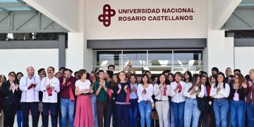“Inauguración del nuevo campus de la Universidad Nacional Rosario Castellanos en Chalco con la Presidenta Claudia Sheinbaum y la Gobernadora Delfina Gómez.”