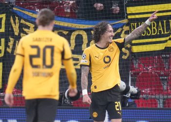 Borussia Dortmund Fabio Silva celebrates scoring the 4-1 during
