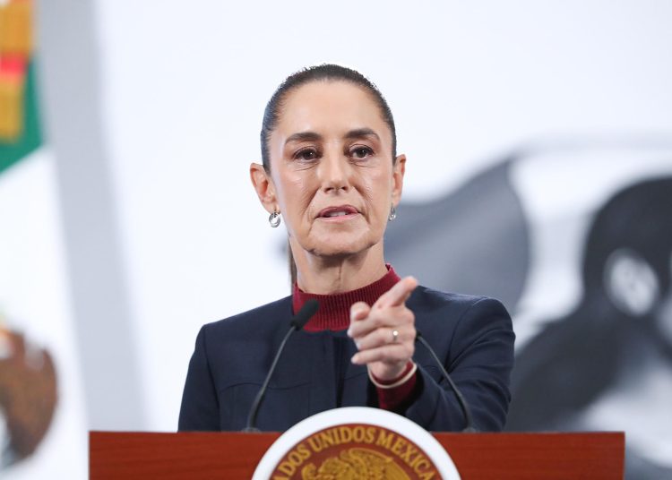 La presidenta mexicana reafirma la actuación conforme al derecho internacional en el combate al narcotráfico. EFE/Mario Guzmán