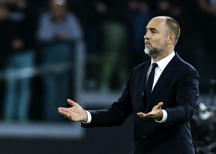 Juventus’ coach Igor Tudor gestures during the Italian Serie A soccer match between